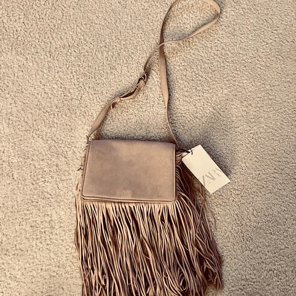 Zara Suede crossbody bag with tags